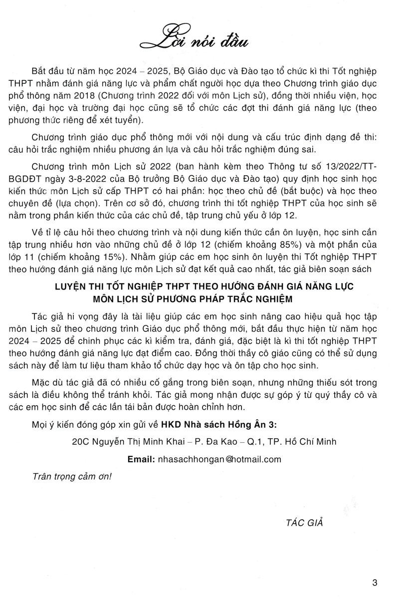 LUYỆN THI TỐT NGHIỆP THPT THEO HƯỚNG ĐÁNH GIÁ NĂNG LỰC MÔN LỊCH SỬ (Dùng chung cho các bộ SGK hiện hành)